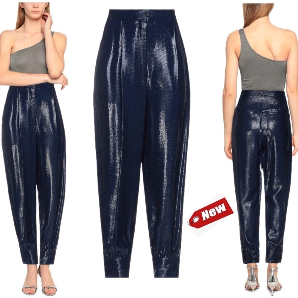 Simona Corsellini high-waisted trousers midnight blue Sz US 8/44 NWT - Picture 17 of 17